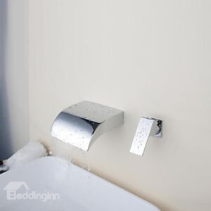 Contemporary Waterfall Chrome Brass Two Holes Bathroom Sink Faucet