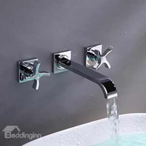 Solid Brass Wall Mounted Bathroom Sink Faucet
