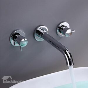 Chrome Finish Wall Mount Bathroom Sink Faucet