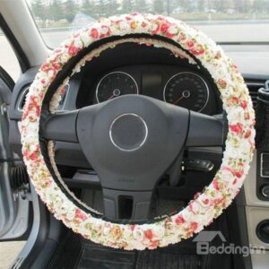 High Quality Delicate Colorful Roses Pattern Steering Wheel Cover