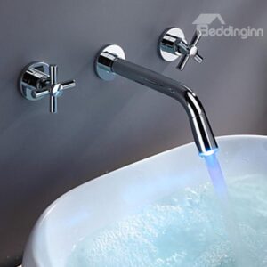 Amazing Color Changing LED Waterfall Widespread Bathroom Sink Faucet