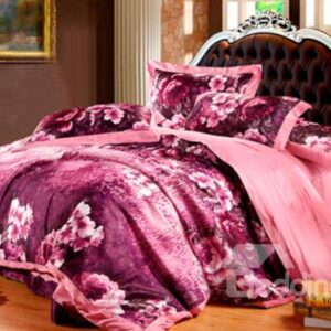 Very Soft Cotton Flower Oil Painting 4-Piece Duvet Cover Sets