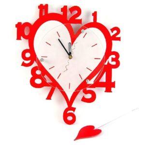 Amazing Numbers Design Heart-shaped Red Wall Clock