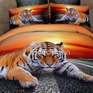 Top Class Lying Tiger Print 4-Piece 3D Duvet Cover Sets