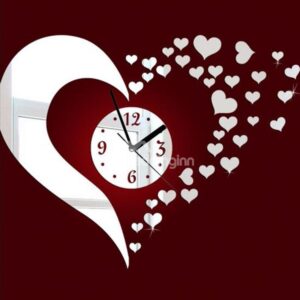 Stunning Beautiful Heart-shaped Mirror Acrylic Wall Clock