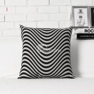 Fancy Stripe Pattern White and Black Pillowcase