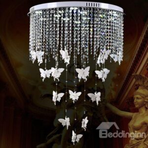 European Style Elegant Creative Angel Design Crystal Remote-control LED Flush Mount