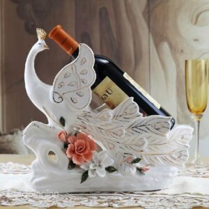 Modern Style Creative Peacock Design Ceramic Wine Rack