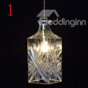 Elegant Simple Style Engraved Wine Bottle Design Pendant Light