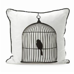 Fashion New Style Bird in a Cage White Color Throw Pillowcase