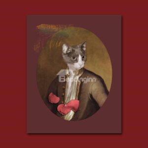 Stunning Cat and Petal Design Pure Cotton Material Wall Art Print