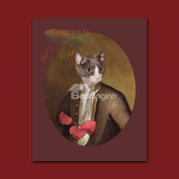 Stunning Cat and Petal Design Pure Cotton Material Wall Art Print