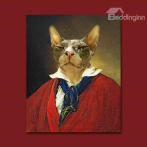 Amazing Animal in a Red Coat Design Pure Cotton Material Wall Art Print
