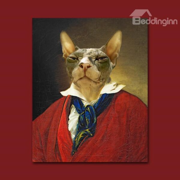 Amazing Animal in a Red Coat Design Pure Cotton Material Wall Art Print
