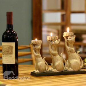 Creative Lovely Three Cats Design Resin Candle Holder
