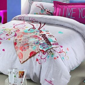 Love You Forever Flower Print 4-Piece Duvet Cover Sets