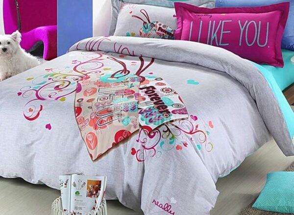 Love You Forever Flower Print 4-Piece Duvet Cover Sets