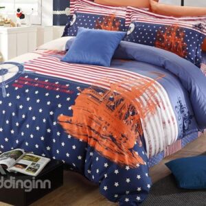 New Dreaming Sailing Ship Print 4-Piece Duvet Cover Sets