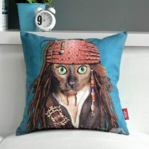 Lovely Captain Jack Print Blue Throw Pillow