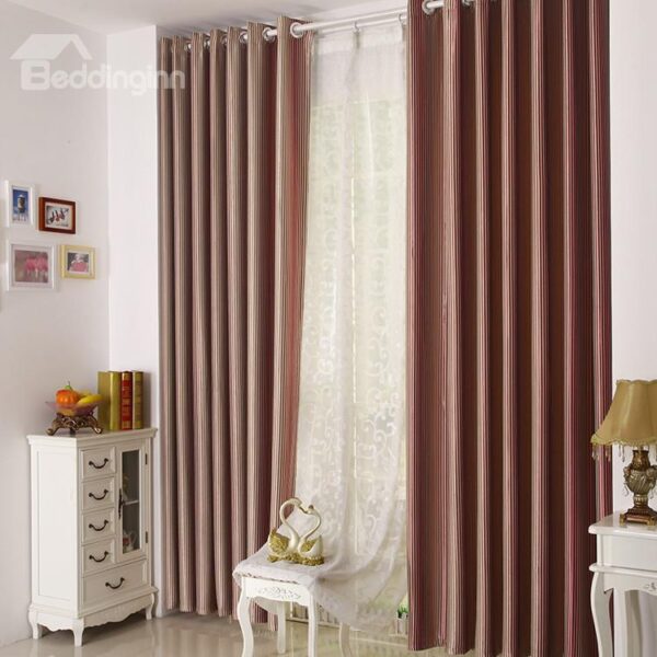 Amazing High-end Red Stripes Grommet Top Two-panel Custom Curtains