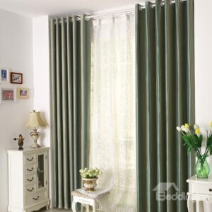 Amazing High-end Green Stripes Grommet Top Two-panel Custom Curtains