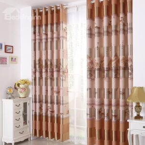 Amazing Light Orange Beautiful Patterns Grommet Top Two-panel Custom Curtains