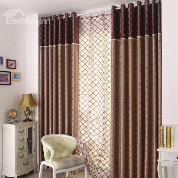 Retro Style Charming Pattern Grommet Top Two-piece Custom Curtains