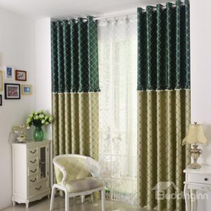 Elegant Luxurious Green Beautiful Patterns Grommet Top Two-piece Custom Curtains