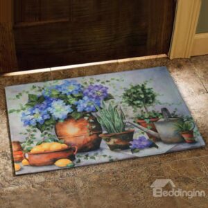 Amazing Country Style Flower Vase Prints Doormat
