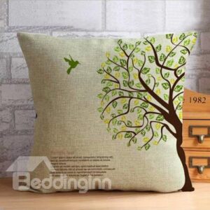 Flying Bird and Green Tree Thow Pillow