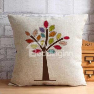 High Quality Colorful Trees Print Throw Pillow