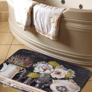 High-end Country Style Elegant Flower Vases Print Water Absorption Bath Rug