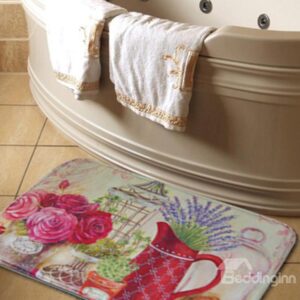 New Arrival Fantastic Flower Vases Print Water Absorption Bath Rug