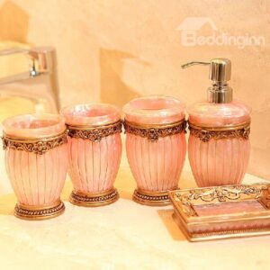 High Quatlity European Style Resin Five Pieces Bathroom Accessories