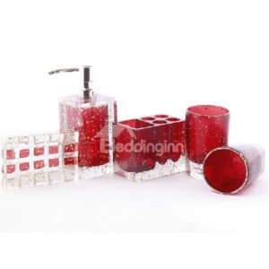 High Quality Polyester Resin Five Pieces Bathroom Accessories