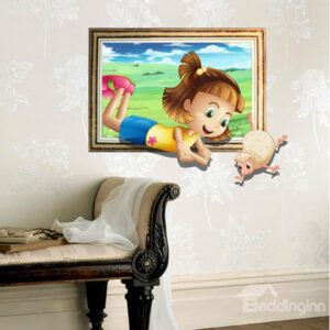 Amazing Creative 3D Pretty Girl Design Wall Sticker