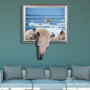 Elegant Creative 3D Polar Bear Design Wall Sticker