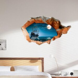 Amazing Scenery of Lake at Night 3D Wall Sticker