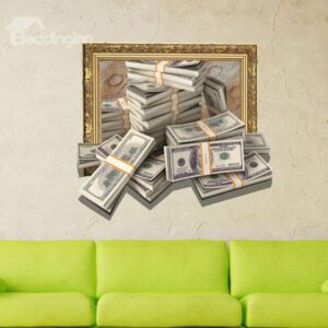 Fancy Creative 3D Money Design Wall Sticker