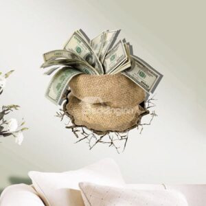 Gorgeous Creative 3D Monery in a Sack Design Wall Sticker
