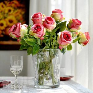 Hot Selling 8-Piece Pretty Rose Decorative Artificial Flowers