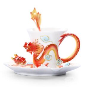 Fancy Creative Dragon Ceramic Enamel Coffee Cup Sets