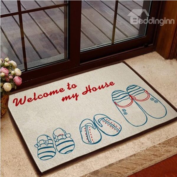 Simple Style Two-tone Shoes Pattern Non-slip Doormat