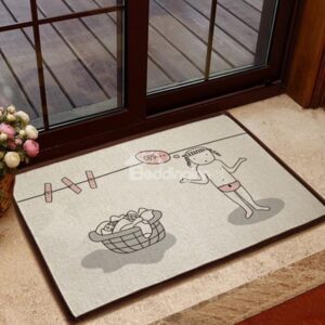Gorgeous Pretty Girl Hanging Clothes Pattern Non-slip Doormat