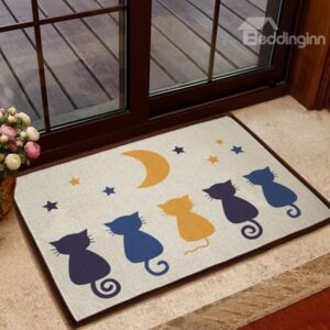 Charming Simple Five Cats Pattern Non-slip Doormat
