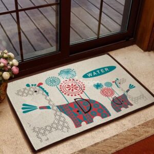 Elegant Cartoon Elephant and Giraffe Patterns Non-slip Doormat