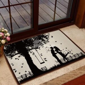 Glamorous Romantic Lovers under the Tree Pattern Non-slip Doormat