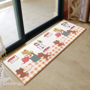 Amazing Cute Bear and Teaport Pattern Non-slip Area Rug