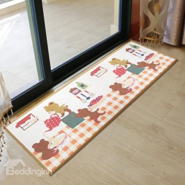 Amazing Cute Bear and Teaport Pattern Non-slip Area Rug