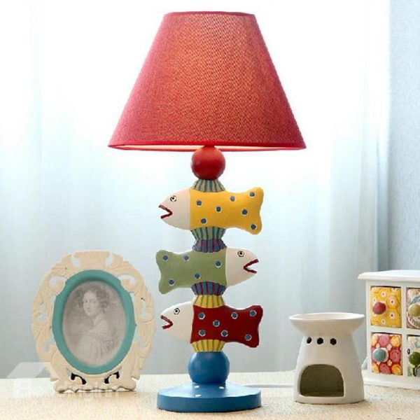 Amazing Mediterranean Style Creative Three Fish Design Table Lamp